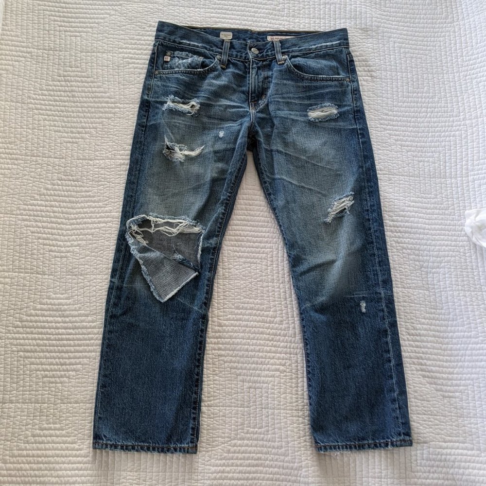 Adriano Goldschmied AG Ex-boyfriend slim distressed cropped Jeans
